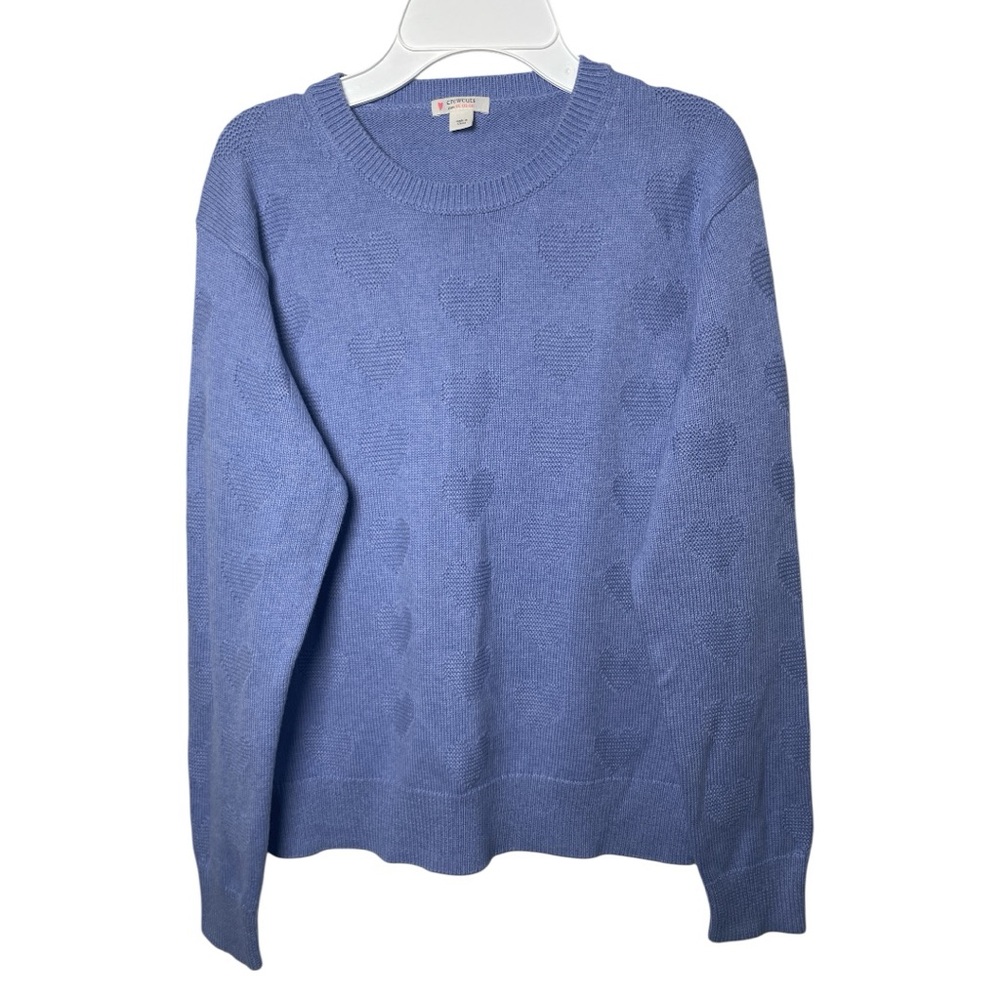 Crewcuts Girls Blue Heart Knit Cotton Sweater Pullover Size XL (12–14)
